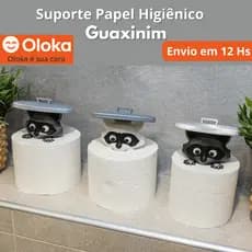 Suporte de Papel Higiênico Guaxinim 3D – Decoração Criativa para Banheiro  12cm de Altura
