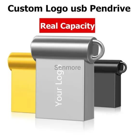 Mini Pendrive De Metal USB 1GB 2GB 4GB 8GB 16GB 32GB 64GB 128GB 1TB 2TB Flash Drive Logotipo Personalizado 2.0