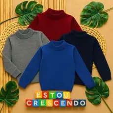 Blusa de Lã Lisa Infantil Menino Gola Alta Cacharrel Inverno Quente Estilosa