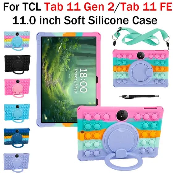 Para TCL Tab 11 Gen 2 FE 11.0'' Function Bolha Caso De Silicone Macio Gen2 Suporte Rotativo Tablet À Prova De Choque