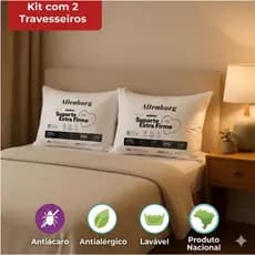 Kit 2 Travesseiros Altenburg Suporte Extra Firme Capa 100% Algodão 180 Fios 50x70cm Antialérgio Macio Pra Dormir De Lado