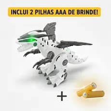 Dinossauro Robo Dragão + 2 Pilhas Anda emite Luz e Som Brinquedo