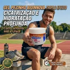 Gel Pezinho Triplo Efeito: Cicatrização e Hidratação profunda com Lanolina, Mel e Ureia para pós-treino BioInnova 250gr