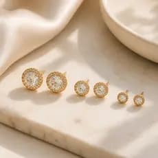 Trio Brinco Ponto De Luz Cravejado Zircônias Banho Ouro 18k Banho Ródio Feminino
