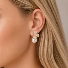 Brinco Pérola Cravejado Zircônias Banho Ouro 18k Banho Ródio Feminino Casamento Noivado Festa