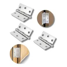 Dobradiça Inox 3.5x3 Kit 3 Unidade Rolamento Porta Encartelado