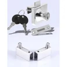 Kit Completo Fechadura Dupla E Mini Dobradiça Inox Vitrine