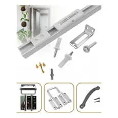 Kit Trilho Porta Camarão Prateado 100cm Correr Completo Aço