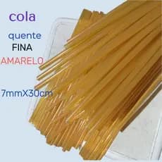 Kit 50 Bastões Cola Quente Fina 7mm Amarelo – Refil para Pistola de Cola