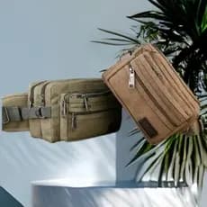 Pochete de Lona com 6 Zíperes – Resistente e Versátil para Viagens e Uso Diário