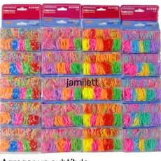 Kit 1 cartela com 5 Caixas Elásticos de Silicone para Cabelo – Colorido, Infantil, Feminino