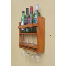Barzinho Bar Adega de Parede envernizado com Porta Taça madeira pinus Linha Premium Quality
