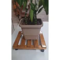 Suporte Base Vaso De Planta Madeira 35x35 e 7,5 cm de altura Acompanha Rodízios premium quality