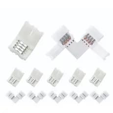 KIT 4 OU 10 EMENDA RÁPIDA RGB  DE PRESSÃO 10 mm + EMENDA Rápida EM L para Fita de Led 5050 3528
