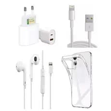 Kit P/iPhone: Carregador Turbo 40w+ Fone Ouvido +Capinha Silicone p/Iphone 11 12 13 14 15 16