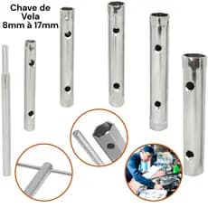Kit Chave De Vela 6 Peças De 8mm A 17mm Em Aço 5 Chaves 1 Alavanca Universal