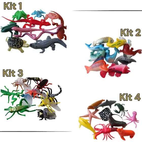10 Mini Animais Marinho Aquáticos  Insetos Repteis Realista  Brinquedo colecionáveis Maquete Escolar