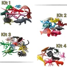 10 Mini Animais Marinho Aquáticos  Insetos Repteis Realista  Brinquedo colecionáveis Maquete Escolar