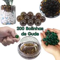 Kit 200 Bolinhas de Gude Decoração Vidro 1,6cm Fubeca Lisa