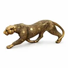 pantera estilizada grande dourado envelhecido leopardo decoração feito no brasil