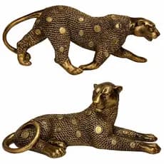 Escultura Pantera Casal Leopardo Grande Decoração Brasileira Envio Imediato