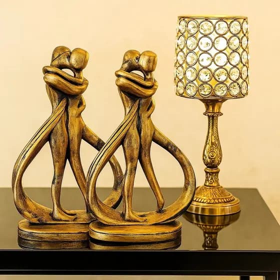 Estátua Escultura Estatueta Casal Abraçado Entrelaçado Minimalista Decorativo Luxo Decoração Quarto