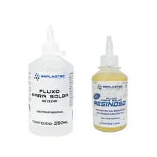Fluxo De Solda Resinoso Implastec 110ml + Fluxo No Clean 250ml Implastec