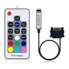 Controladora Rgb Cooler Fan 4 Pinos 12v + Controle Conexão Sata Molex Fonte Pc Led