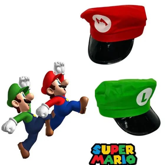 CHAPÉU MARIO LUIGI FANTASIA COSPLAY FESTAS ANIVERSARIO CARNAVAL
