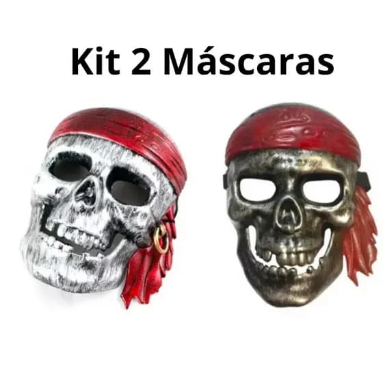2 Máscara de Pirata Caveira com Bandana fantasias cosplay, festas e Halloween.