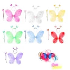 Kit Infantil Asa de Borboleta com Tiara e Varinha