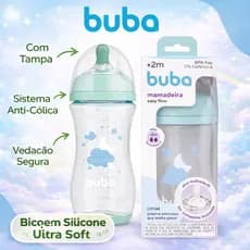 Mamadeira Buba 270ml Mamadeira anticolica e antivazamento buba Bico mamadeira buba Macio Easy Flow