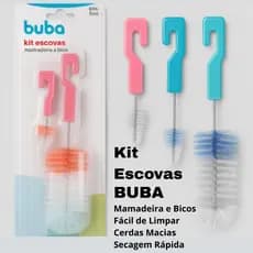 Kit Escova Para Lavar Mama e Bico e Copos Garrafas Limpeza Higiene e Proteção Buba