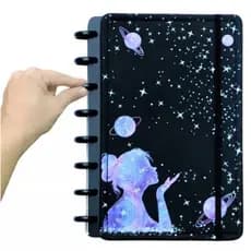 Caderno Inteligente couro A5 (M) Criativo Astros Poeira das Estrelas 08 discos