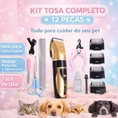 Kit Máquina Para Tosar Pet + Tesoura + Pente + Lixa Máquina Profissional Para Cachorro & Gato