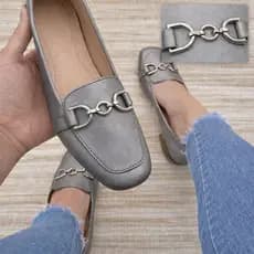 Sapatilha Feminina Confortável Luxo Elegante Sapato Feminino Mocassim Bico Quadrado bridão