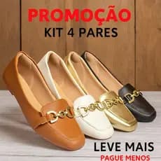 KIT 4 XSapatilha Mocassim Bico Quadrado Feminina Casual Com Enfeite bRIDÃO