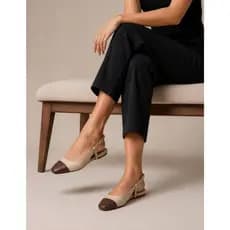 Sapatilha Feminina Confortável Luxo Elegante Sapato Feminino Slingback Mocassim Bico Quadrado BICOLOR