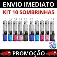 Kit 10 Sombrinhas Guarda Chuva Dupla Face Colorida Liso Proteção contra Raios UV Contra Vento
