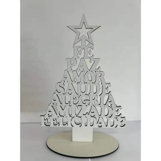 KIT Árvore de Natal MDF Votos de Alegria Lembrança Para Festas 1 Peça