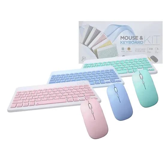 Teclado e Mouse COLOR Sem Fio Ultra Fino Portátil Bluetooth GoldenUltra JP-MKL