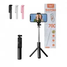 Tripé Selfie Stick Extensível com Controle Remoto Sem Fio para Grupos de Selfies e Streaming ao Vivo