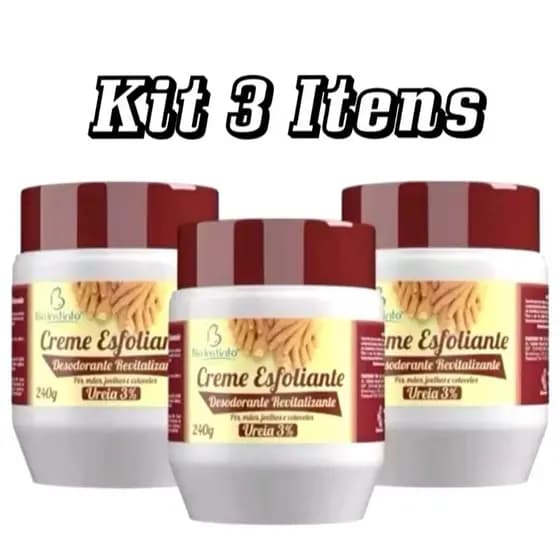 3 Unidades Esfoliante Perfumado Pés e Mãos Hidratante 240 Gr - Bio Instinto