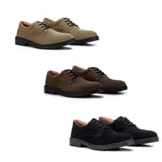 Kit 3 Pares Sapato Oxford Masculino Camurça Sola Costurada Lajupê Cores Versáteis Costura Reforçada