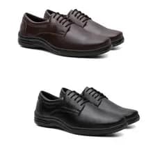 Kit 2 Pares Sapato Social Couro Sintético  Alta Qualidade - Ideal para Trabalho e Uniformes