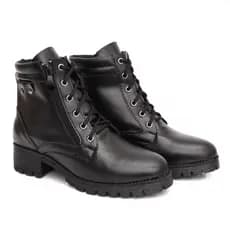 Coturno Tratorado Feminino Cadarço Zíper Bota Casual