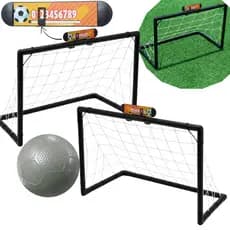 Mini Golzinho Infantil c/ Placar 2 Traves Rede e Bola de borracha Resistente Gol Futebol Portátil