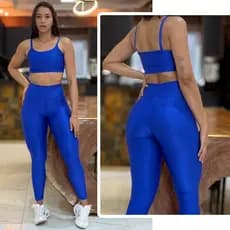Conjunto Academia Feminino Poliamida Micro Canelado Zero Transparência Cintura Alta