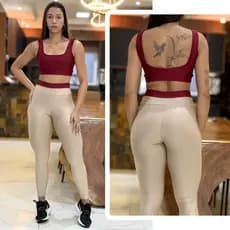 Conjunto de Academia BICOLOR Feminino Calça Legging + Top Regatinha com Alta Compressão
