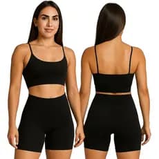 Conjunto de Academia Feminino Fitness Short + Top, Zero Tranparência com Cintura Alta